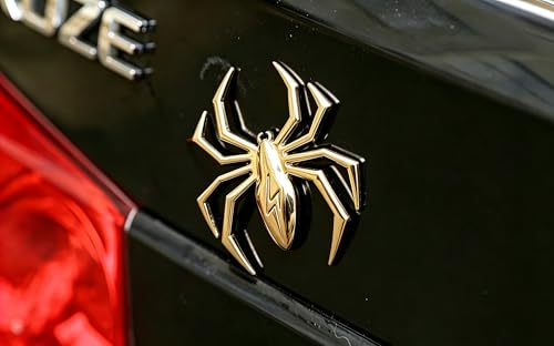 Image of 3D Spider Chrome Emblem Badge Sticker Decoration for Car, Truck, Motorcycle, RV, Scooter, SUV, Door, Window (Yellow Flash Spider)