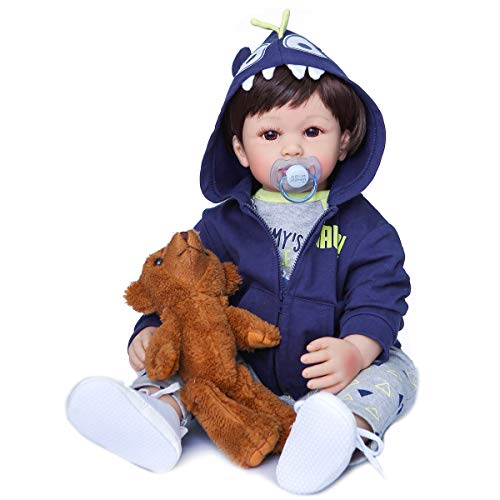 Binxing Toys 60 CM muñecas Reborn niño tamaño Real del bebé niño muñecas de Silicona bebé Realista de Aspecto Cuerpo Suave