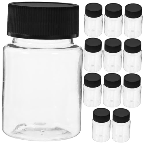 NAMOARLY 12 Pack Plastic Sample Bottles Wide Mouth Small Bottles Black Caps for Easy Sampling and Pouring