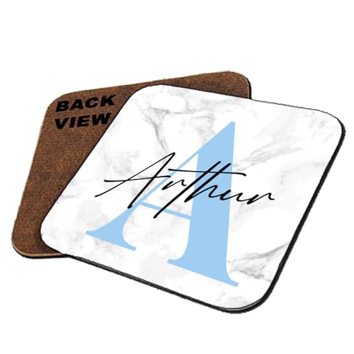 Personalised Coaster Initial with Name, Alphabet, Tableware, Coffee, Tea, Drink Coaster. (Square Shaped Coaster)