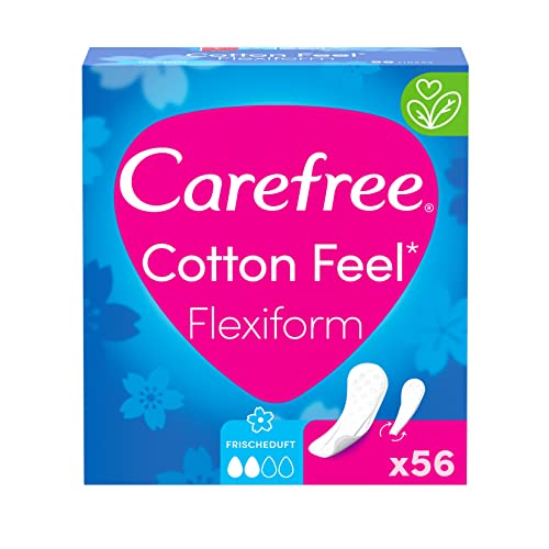 Carefree Slipeinlagen Cotton Feel Flexiform mit Frischeduft, 100% atmungsaktiv mit langanhaltendem Frischegefühl, Größe Normal, 56 Stück Cover