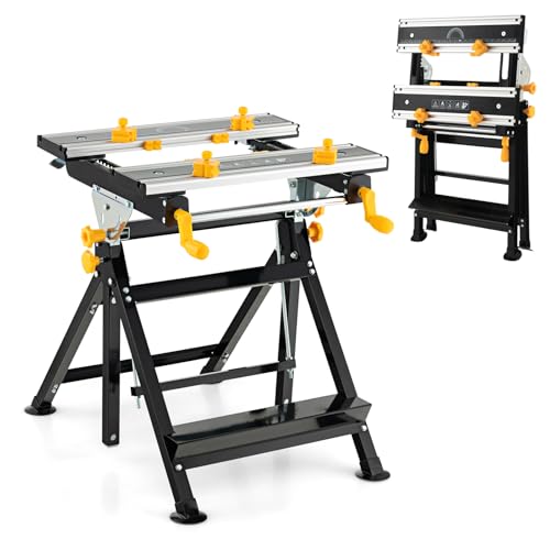 ERGOMASTER Folding Workbench with Clamps and Steel Frame