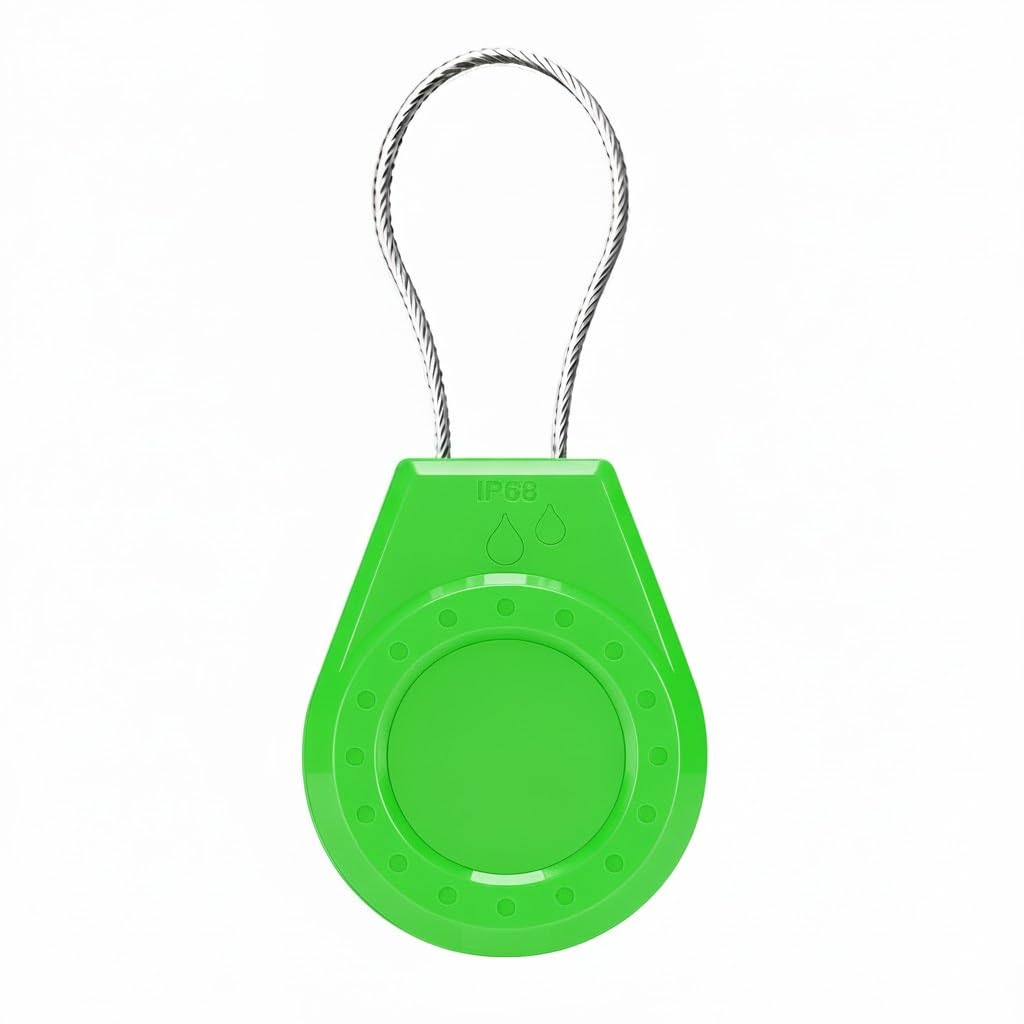 Air Tagholder Keychain Case with Steel Wire Cable &amp; Hex Lock, Waterproof Anti-Lost Shockproof Cover Compatible with Apple Air Tag for Luggage, Backpack, Keys (Green)
