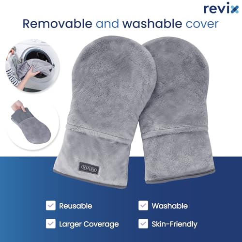 Image of REVIX Heated Mitts for Hand Therapy, Microwavable Hand Warmer for Women and Men, Microwavable Therapy Mittens Unscented Hands Muff | Soft Hand Warmer Mittens with Moist Heat Therapy, Reusable Microwave Heating Comfort for Fingers, Hands and Wrists, 1 Pair