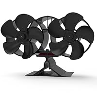 weareok Ofenventilator Kamin Ventilator Kaminventilator Kaminbesteck Lüfter für Kaminofen Holzofen Pelletofen ohne strom Leiser Betrieb mit Thermometer Wärmebetriebener Ventilator (Doppelköpfig)