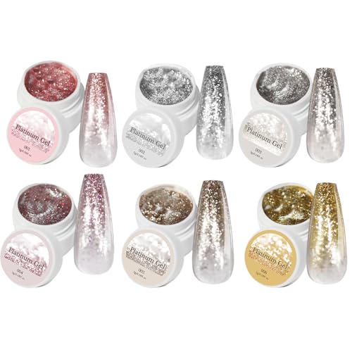 Esmalte De Uñas Gel Con Purpurina Cromada - Kit 6 Unid Gel Decorativo Para Diseños - Manicura Brillante Para Viaje Vacaciones Estilo Salón Y Hogar