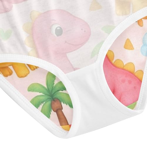 Cute Pink Yellow Cartoon Dinosaurs Toddler Girls Underwear, Underwear for Girls, 2T–8 Years4