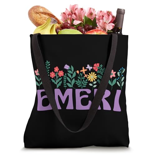 Bolso tote para mujer con diseño floral de flores silvestres y nombre personalizado 'EMERI', ideal para el Día de la Madre miniatura 4