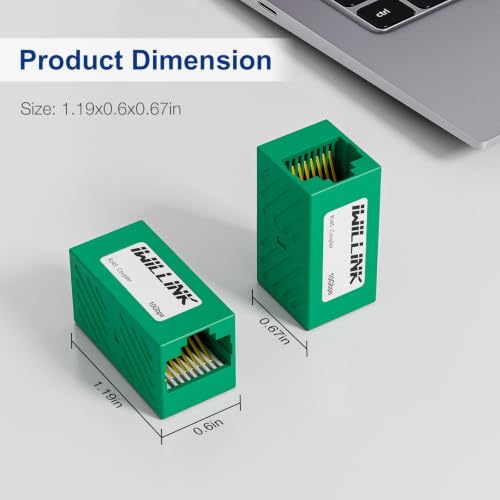 Image of iwillink RJ45 Coupler Ethernet Connector, Female to Female, 50 Pack, Green | Extender Adapter, For Cat7 Cat6 Cat5e Cat5 Ethernet Cable Female Connector