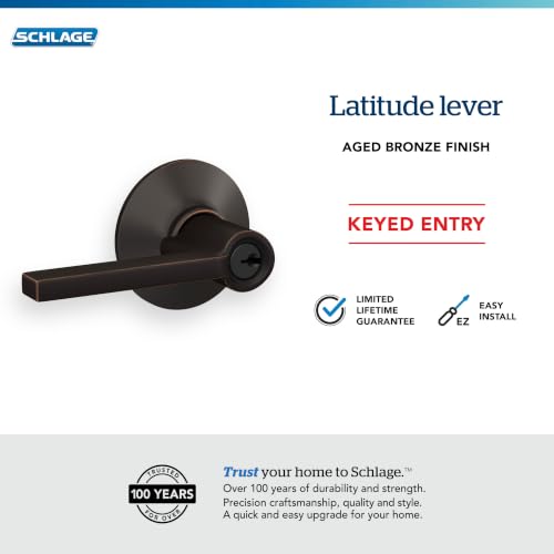 Image of SCHLAGE Latitude Keyed Entry Door Handle, Reversible, Aged Bronze