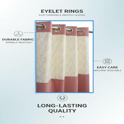 Image of IVAZA Dual-Tone Design 100% Complete Blackout Curtains - Room Darkening Curtain for Door -, Heavy Blackout, Thermal Insulation Curtains, Black Out Curtains 8 feet Long Set of 2 Peach