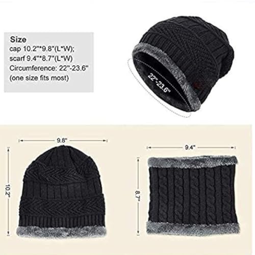 Image of Winter Knit Beanie, Hat, Neck Warmer Scarf and Woolen Gloves Set - Skull Cap for Men & Women (3 Piece)