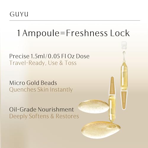 Image of Vitamin C Face Serum | GUYU Brightening Single-Use Ampoule | Vitamin E & C, 4 Seed Micro-Oils, Hyaluronic Acid | 0% Irritation for Sensitive | for Glass Skin, Radiance (0.05 Fl Oz x 30pcs)