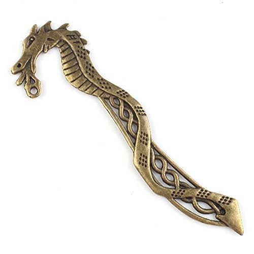 ArtMuseKitsMikash Charms Dragon Plated Antique Bronze Bookmarks for Beading（4pcs）