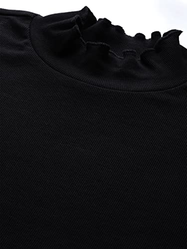 Image of SASSAFRAS Black Rib High Neck Full Sleeve Top