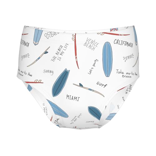 Blue Surfboards With The Words Girls' Underwear Soft Cotton Little Girls Panties Comfort Briefs