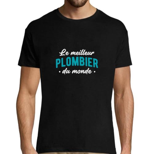 T-shirt homme meilleur plombier du monde en coton imprimé en France