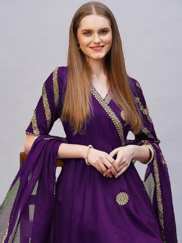 Image of ANNI Designer Rayon Blend Women Kurta Set with Pant & Dupatta