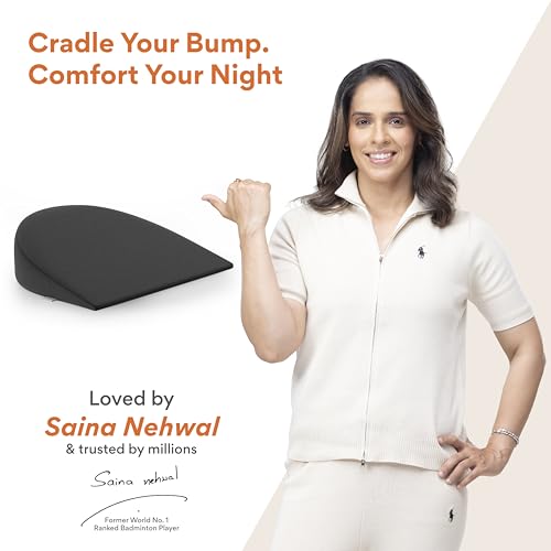 Image of FOVERA Pregnancy Pillow for Pregnant Women | Memory Foam Maternity Pillow Wedge for Supporting Belly, Back During Pregnancy - Provides Soft-Support to The Baby Bump (Dark Grey)