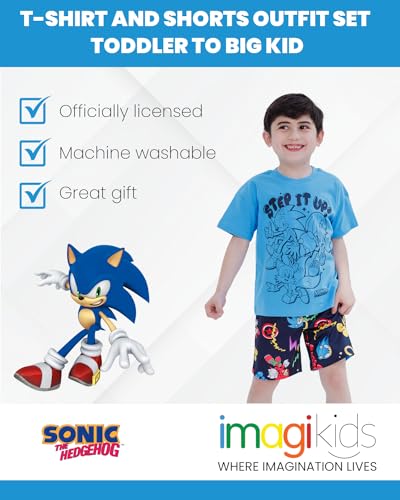 Image of SEGA Sonic the Hedgehog Athletic T-Shirt and Mesh Shorts Outfit Set Toddler to Big Kid Sizes (2T - 18-20)