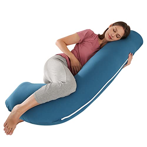 Wndy s Dream Almohada de embarazo en forma de U, almohada de maternidad de cuerpo completo con 2 fundas de terciopelo extraíbles, 55 pulgadas, soporte para espalda,