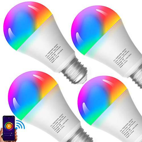 Smart Light Bulbs, Compatible with Alexa/Google Home/Echo, eLinkSmart WiFi LED Dimmable RGB 16 Million Color Changing,Timing, A19 E26 9W Engery Saving, 2.4Ghz WiFi Only, No Hub Required, 4 Pack Smart Light Bulbs, Compatible with Alexa/Google Home/Echo, eLinkSmart WiFi LED Dimmable RGB 16 Million Color Changing,Timing, A19 E26 9W Engery Saving, 2.4Ghz WiFi Only, No Hub Required, 4 Pack