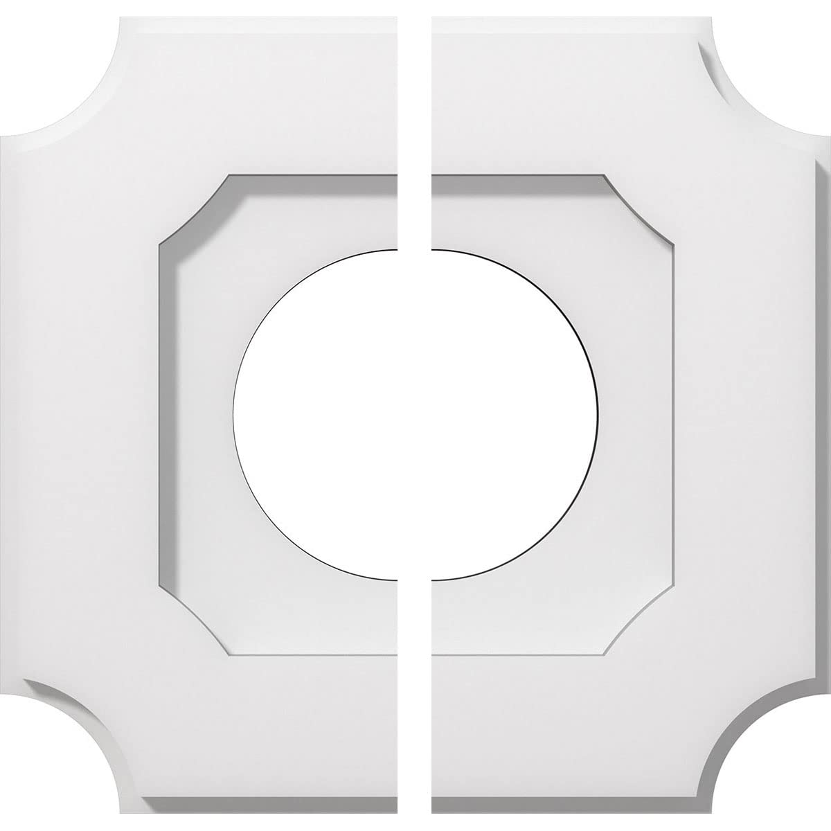 Ekena Millwork CMP12LE2-05000 Locke Architectural Grade PVC Contemporary, Two Piece Urethane Ceiling Medallions 12"OD x 5"ID x 7"C x 1"P