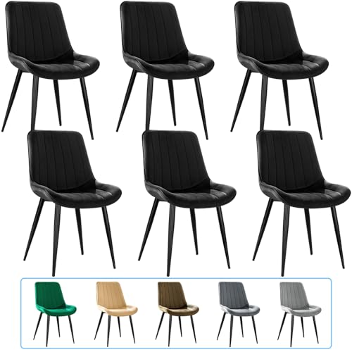 JIJIAN Lot de 6 Chaises de Salle à Manger, Chaises de Cuisine, Chaise tapissée, Chaise de Salon, Design avec Dossier, Assise en Velours avec Pieds...