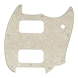 Musiclily Pro 9 Agujeros Golpeador Pickguard para Guitarra Eléctrica Squier Sonic Mustang HH, 4 capas Aged White Pearl