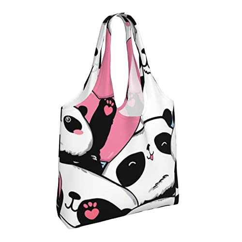 Sac fourre-tout en toile imprimé panda robuste et réutilisable - 2