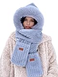 2 In 1 Women Furry Scarf Hat Mask Winter Warm Plush Beanies Windproof Scarf Cap Outdoor Recreation Cycling Climbing Hiking Therml Equipment