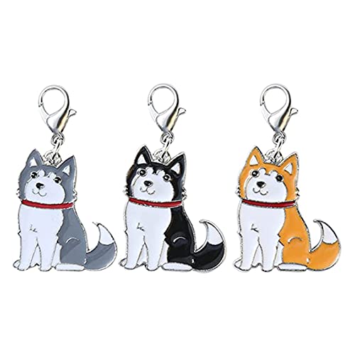 Chien porte-clés porte-clés en acier inoxydable chien porte-clés animaux Set métal pour amis Ou animaux de compagnieDIY sac à dos porte-monnaie pendentif animal de compagnie amoureux cadeau 3 pièces Cover