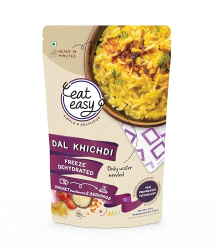 Image of Eat Easy Ready To Eat Dal Khichdi (92gm- Pack of 3) | Just Heat & Eat | High Protein & Fiber | Light on Stomach | No Preservatives | Instant Food for Travel, Hostel, Trekking, Camping, Hiking, Office