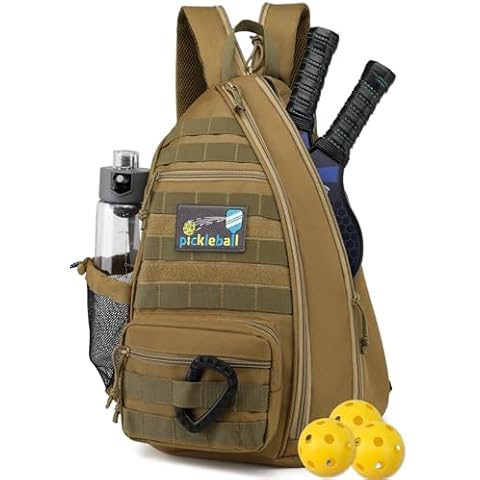 PlasMaller Pickleball Backpack Tactical Sling Bag Pickleball Paddle Rackets Accessories Holder for Men/Women (Brown) Cover