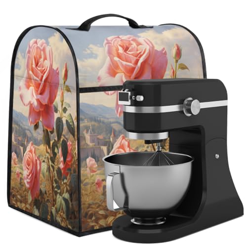 Coffee Maker Cover Retro Rose Floral Kitchen Appliance Covers Small Appliance Covers Blender Cover Juicer Cover Dust Covers for Kitchen Appliances with Top Handle and Pockets,Washable,C462