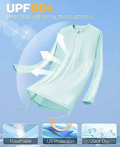 Image of Heathyoga Rash Guard for Women UPF 50+ UV Sun Protection Swim Shirt for Woman Long Sleeve Swimsuits Bathing Suit Tops