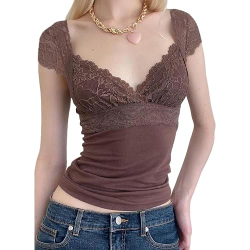 Image of Fairy Grunge Y2k Shirts Vintage Crop Tops Short Sleeve Girls Slim Fit Tees