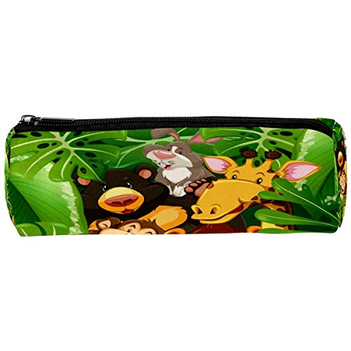 Preisvergleich Produktbild Federmäppchen, rund, Stifthalter, Aufbewahrungstasche, Schreibwaren-Tasche, kreatives Make-up-Tasche, Geschenk, Studenten, Zubehör für Schule, Arbeit, Büro, Tiermotiv, Grün