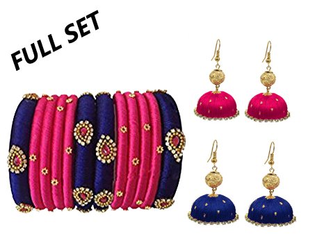 Shine Silk Bangles and Earrings - Size 2/10