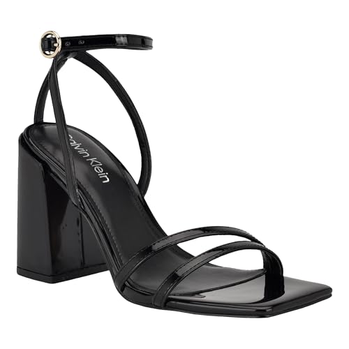 Calvin Klein Women's Sassa Heeled Sandal, Black Patent 001, 8.5