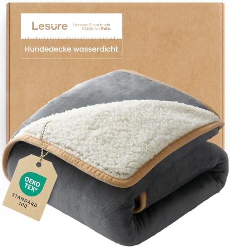 LE SURE Hundedecke Wasserdicht，80x100cm wasserdichte Decke Sofa,Grau | Hundedecke für unterwegs, mittelgroße Hunde Decke Fleece waschbar, Katzendecke flauschig und weich für Bett, Auto, Outdoor
