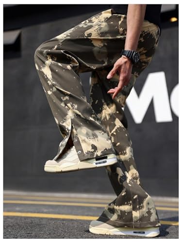 OYOANGLE Men's Y2K Camo Print Cargo Pants Drawstring Waist Casual Sweatpants with Pocket4