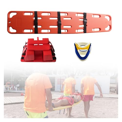 救護用担架 緊急救助用脊椎ボード担架、EMS医療緊急折りたたみ式担架、ライフガードや水上救助用のヘッドホルダーとネックブレース付きフローティングバックボード(Orange)
