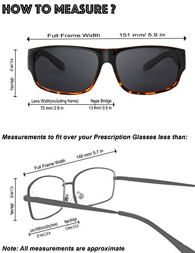 Image of The Fresh High Definition Polarized Wrap Around Shield Sunglasses for Glasses - Leather Eyeglasses Case