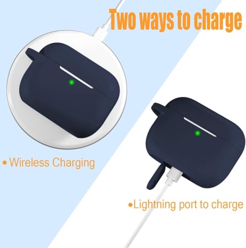 Image of EDNITA Airpods Pro 2 Case Compatible with Airpod 2 Pro & Airpods Pro, Earphone Case Cover Keychain | Shock Ressitant Full Protection LED Visible (Navy Blue)