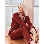 Ekouaer Womens Classic Sleepwear Long Pajama Set S-XXL - Image 3