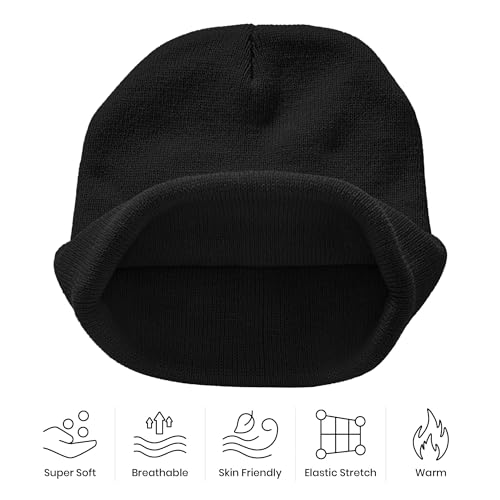 Image of Embroidery Goth Beanie Knit Hats for Men & Women, Embroidery Winter Hats Skull Cap