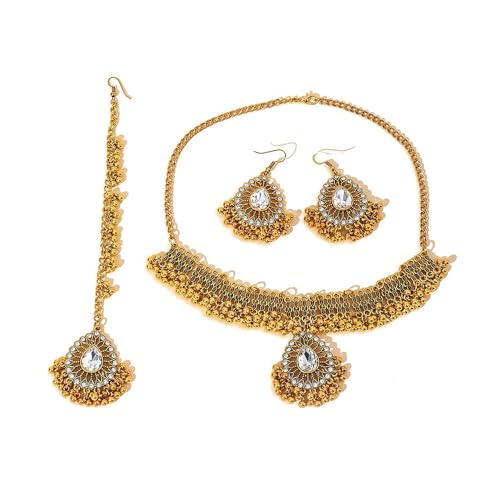Ensemble De Bijoux Femme Collier Choker Pendre Boucles d'Oreilles Jhumka Maang Tikka Style Bohème...