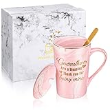 Godmothers Marble Coffee Mug for Women, Godmother Are a Blessing, Thank You for Being Mine, Godmother's Gift for Birthday Mother's Day Christmas, 14 Oz Marble Mug with Spoon Lid and Gift Box