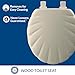 Mayfair Sculptured Shell Toilet Seat, Easy Clean Hinges with Durable Wood Seat, Made in USA, Round, Bone